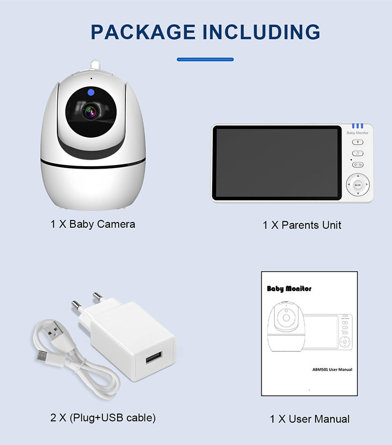 Baby Monitor HD 5' Screen – Night Vision &amp; Two-Way Audio