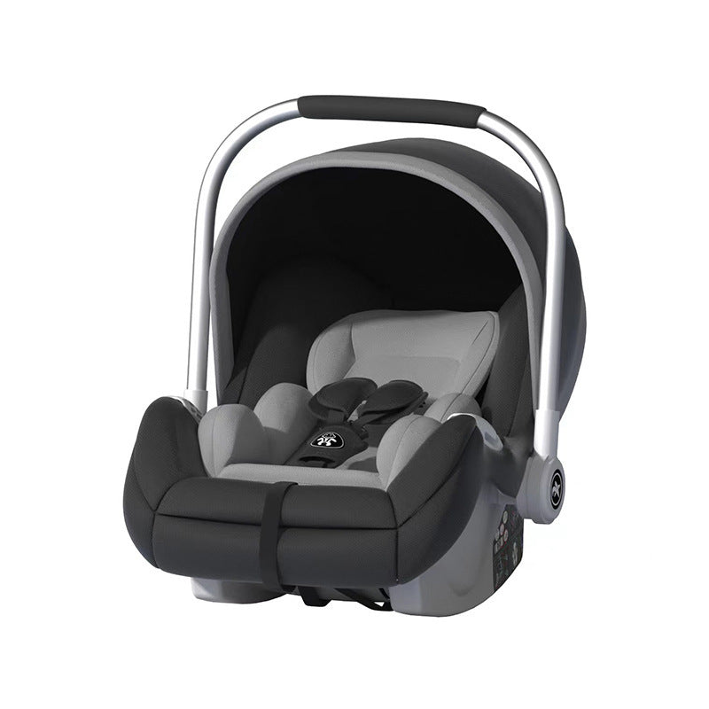 Siège auto bébé 3-en-1 gris, multifonction et inclinable pour un confort optimal en voiture et à la maison